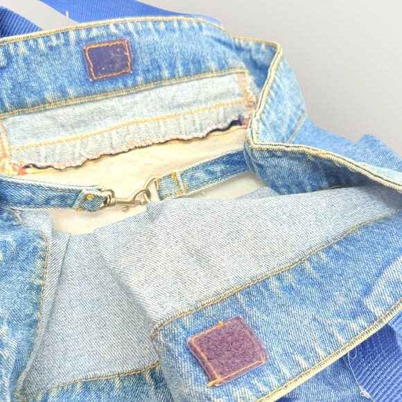 Vintage 90s Tweety Sport Denim Tote Bag With Blue Straps Front Zippered Pocket - Picture 3 of 11